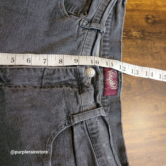 Vtg Angel Jeans 11 Skinny Flare Mid Rise Tummy Control Charcoal Stretch 90's Y2k - Picture 8 of 11